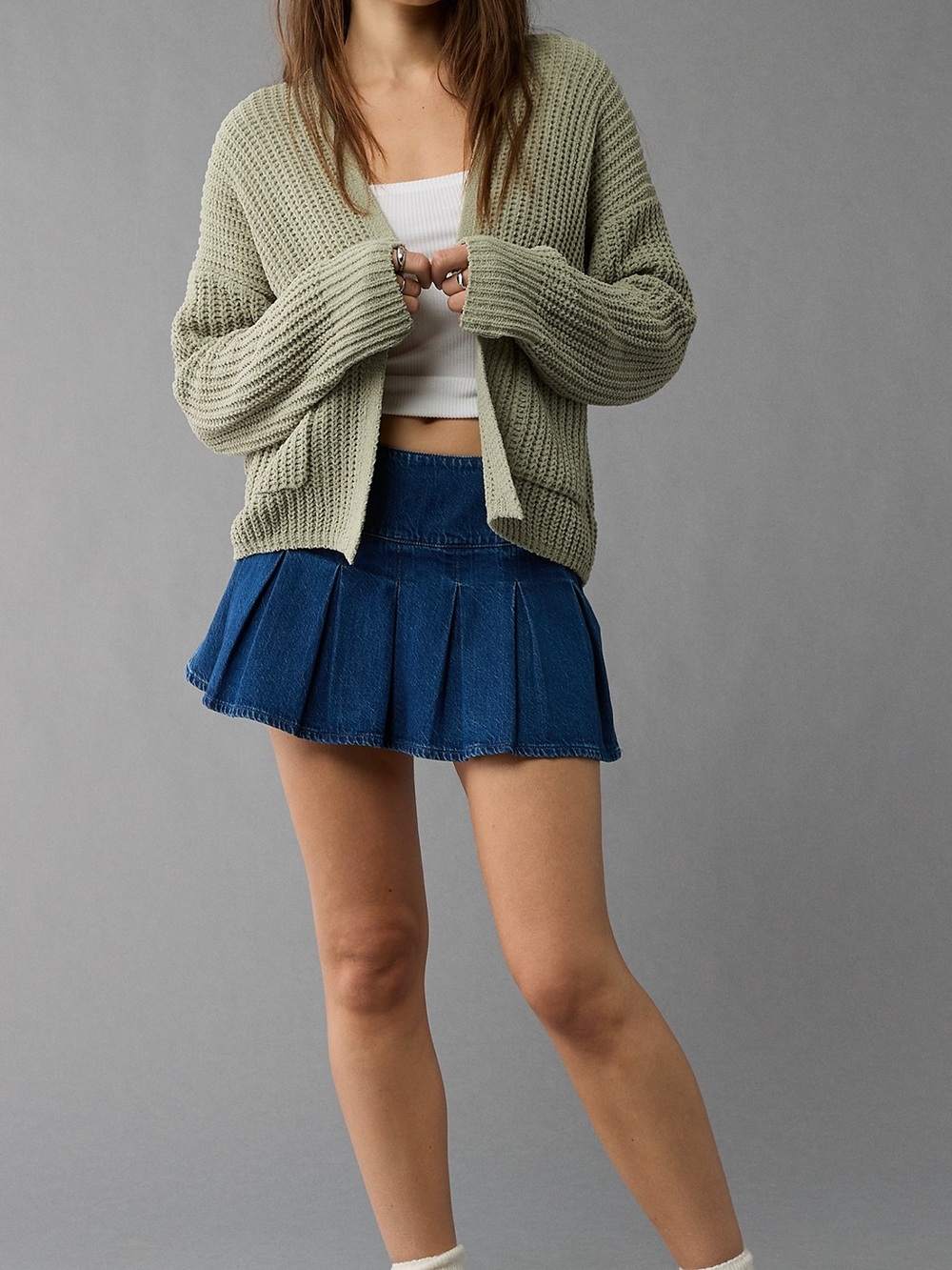 American Eagle Outfitters Olive Knit Cardigan